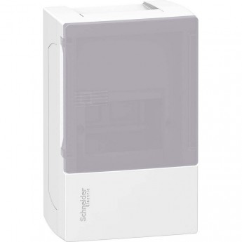 Щит навесной SCHNEIDER ELECTRIC MINI PRAGMA с дымчатой дверцей 1РЯД/4МОД,IP40,IK07,50А,2 клеммы,Италия
