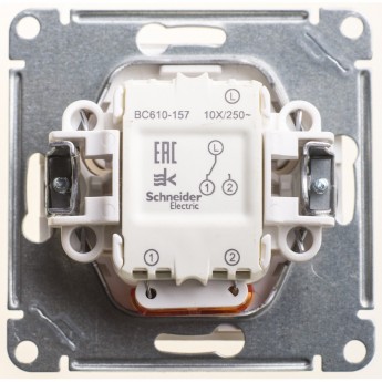 1-клавишный переключатель SCHNEIDER ELECTRIC W59 с подсветкой 10АХ, механизм, ШАМПАНЬ