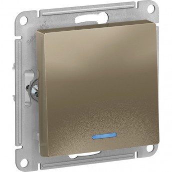 1-клавишный выключатель SCHNEIDER ELECTRIC ATLASDESIGN с подсветкой, шампань