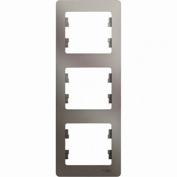 3-постовая рамка SCHNEIDER ELECTRIC GLOSSA, вертикальная, ПЛАТИНА