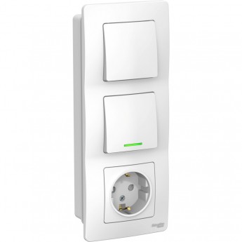 Блок SCHNEIDER ELECTRIC BLANCA: розетка з/к шт 16А, 250В + выключатель 1-кл.с подсв. + выключатель 1-кл. БЕЛЫЙ
