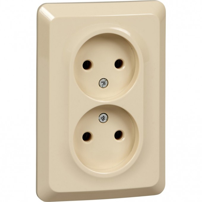 Розетка двойная SCHNEIDER ELECTRIC ЭТЮД С/У без заземления без шторок 16А 250B, кремовый, Россия PC16-105K
