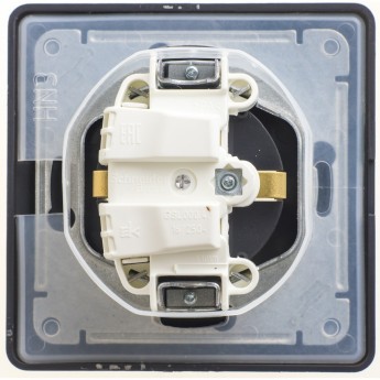 Розетка SCHNEIDER ELECTRIC GLOSSA с заземлением, IP44, со шторкой, с крышкой, в сборе, шоколад