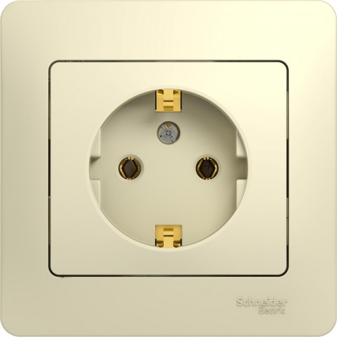 Розетка SCHNEIDER ELECTRIC GLOSSA с заземлением, в сборе, бежевый GSL000242