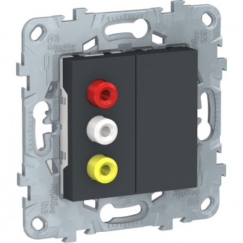 Розетка SCHNEIDER ELECTRIC UNICA NEW, 3 RCA, антрацит