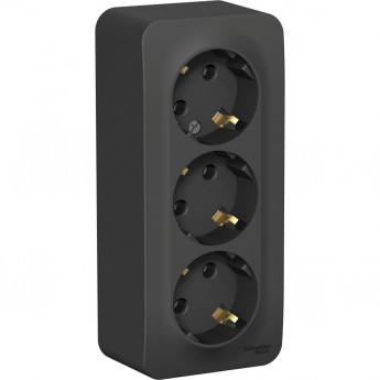 Трёхместная розетка SCHNEIDER ELECTRIC BLANCA с заземлением, без шторок, с изолирующей пластиной, 16А, 250В, АНТРАЦИТ