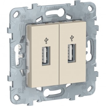 USB-коннектор SCHNEIDER ELECTRIC UNICA NEW, 2-местный, бежевый