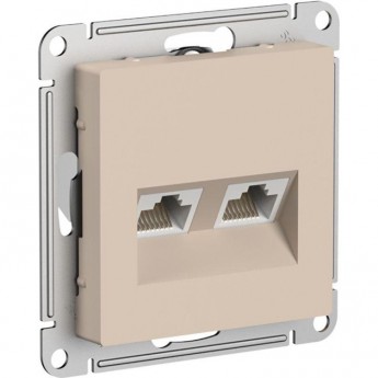 Розетка компьютерная 2-местная SCHNEIDER ELECTRIC ATLASDESIGN RJ45+RJ45 кат.5E механизм, песочный